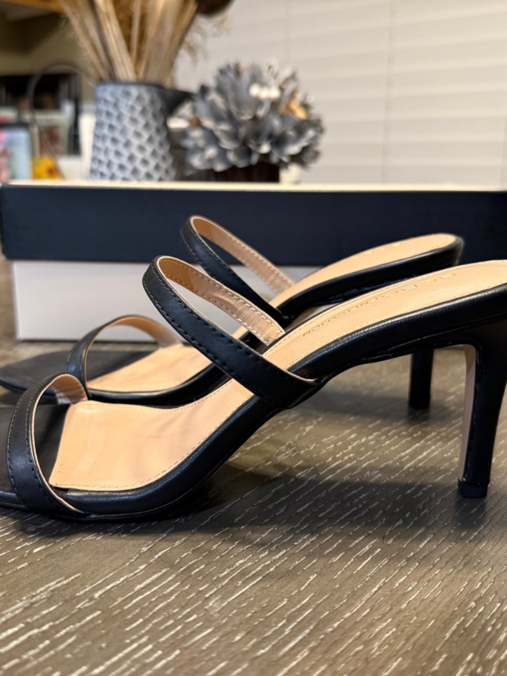 BCBGMaxAzria Black Minimal Strappy Square-Toe Mules - Picture 4 of 7